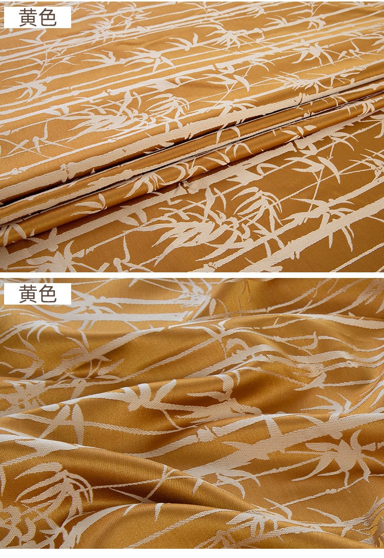Tissu jacquard bambou oriental : polyester damassé 57 po de large, vendu au mètre