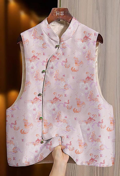 Tissu de kimono Nishijin rose clair : brocart papillon à fil d'or (59" de large)