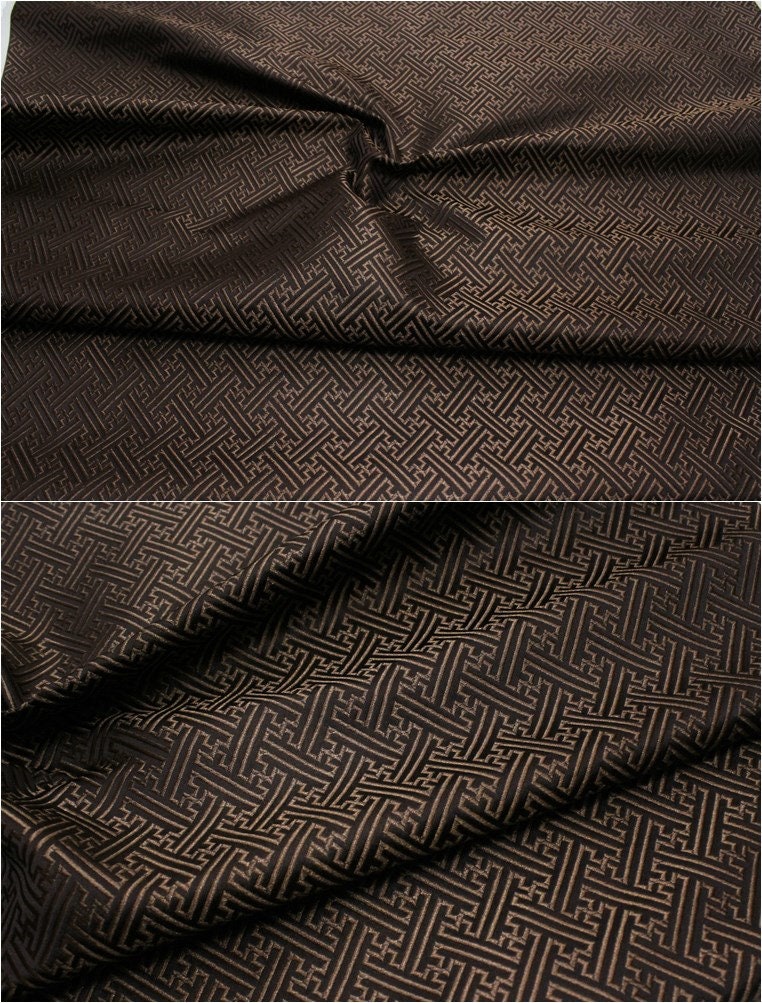 Chinese Brocade Fabric: Fret Pattern Silk Rayon Blend, 29.5" Wide