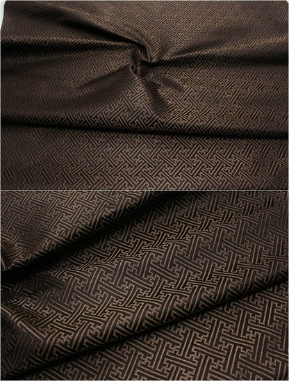 Chinese Brocade Fabric: Fret Pattern Silk Rayon Blend, 29.5" Wide