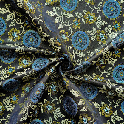 Botanical Song Jin Brocade Textile - Woven Creeping Vine and Small Flowers Design, 59"Wide