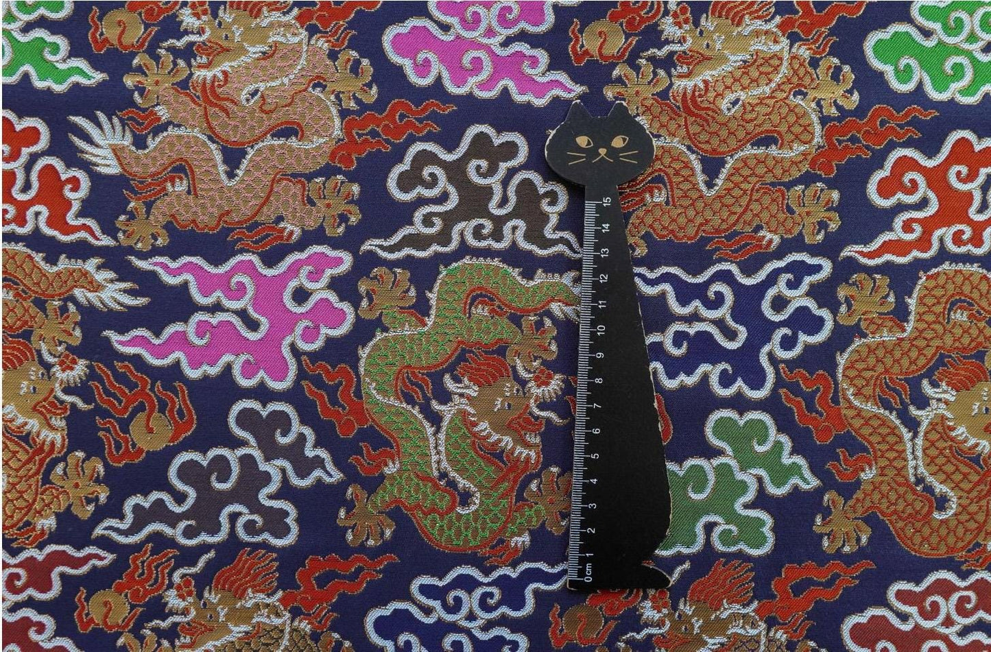 Chinese Dragon Brocade Fabric - Auspicious Cloud Woven Textile, 60" Wide