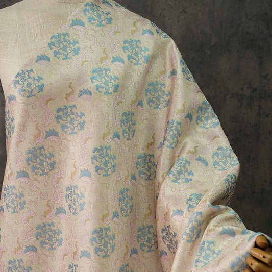 Tissu brocart à motif pivoine : 55 pouces, style tibétain impérial