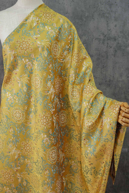Tissu brocart Phoenix à fils d'or : Jacquard style chinois (140 cm)