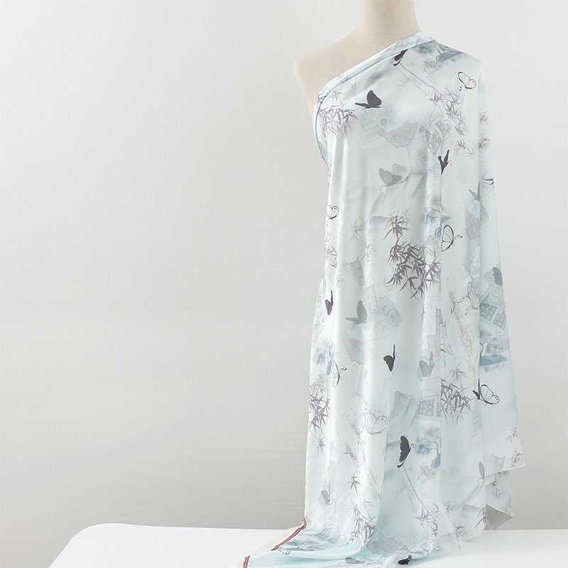Ancient Pattern Tea Silk Fabric: 59"W Satin Upholstery & Costume