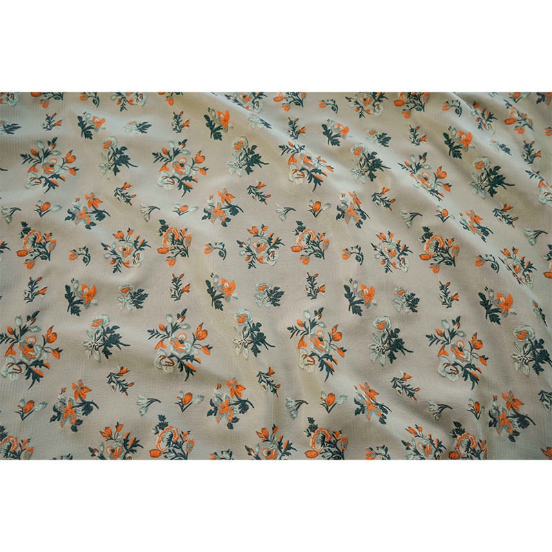 Tissu jacquard à motif floral : texture peinture à l'huile 3D, jaune, largeur 142 cm, vendu au mètre