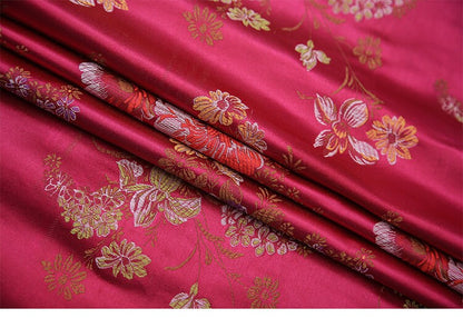 Peony Brocade Jacquard Fabric: Retro Style Rayon Dress Material