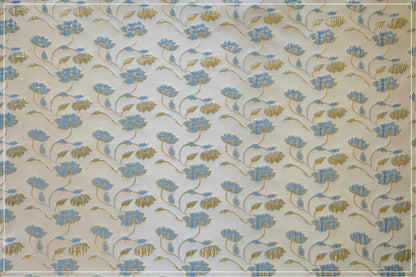 Floral Jacquard Woven Fabric: Gold Thread Embossed Upholstery, 57"W