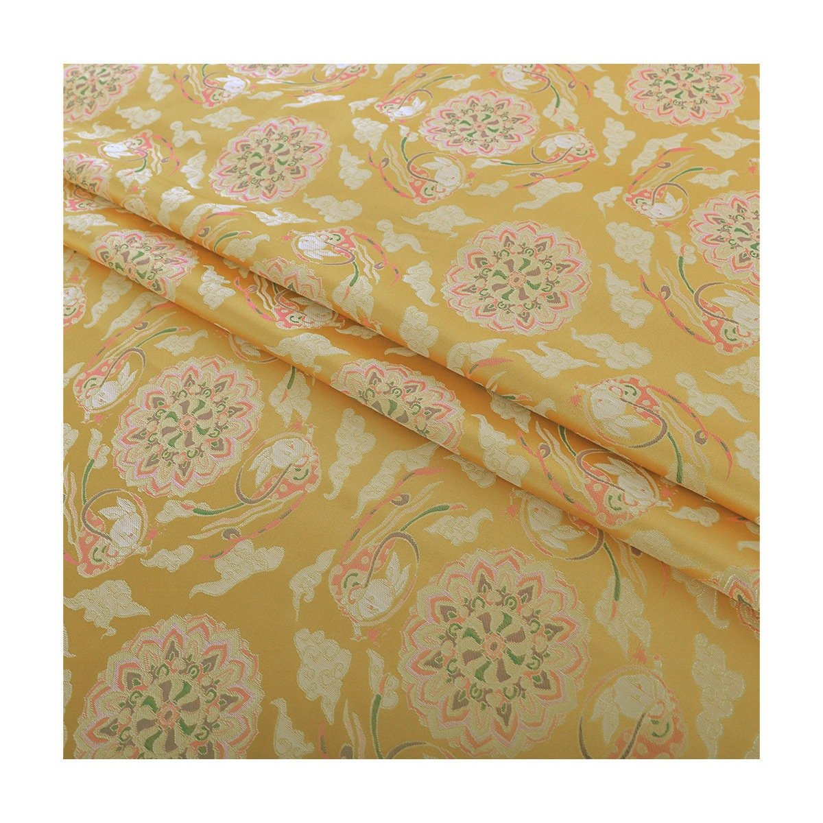 Dunhuang Baoxiang Brocade Fabric: 59"W Tibetan Robe Cheongsam Material - Poppylollipop