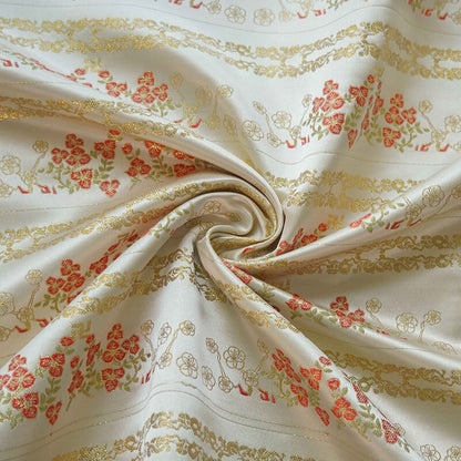 Gold Thread Jacquard Fabric: Retro Floral Upholstery, Costume, Decor