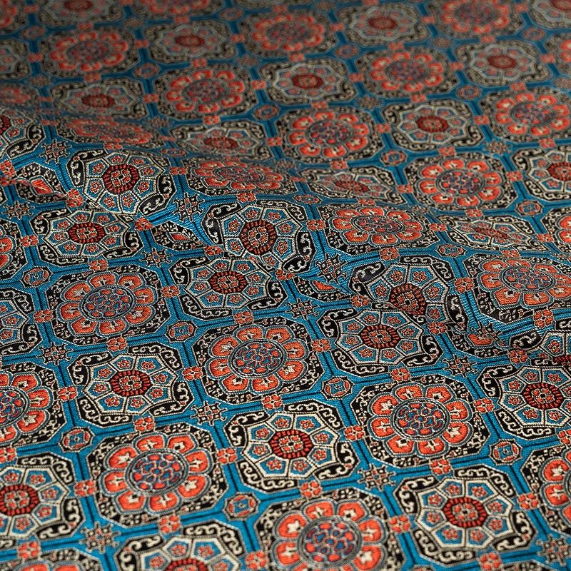 Mongolian Tibetan Bada Pattern Rayon Fabric: Upholstery, Costume, Decor by Meter