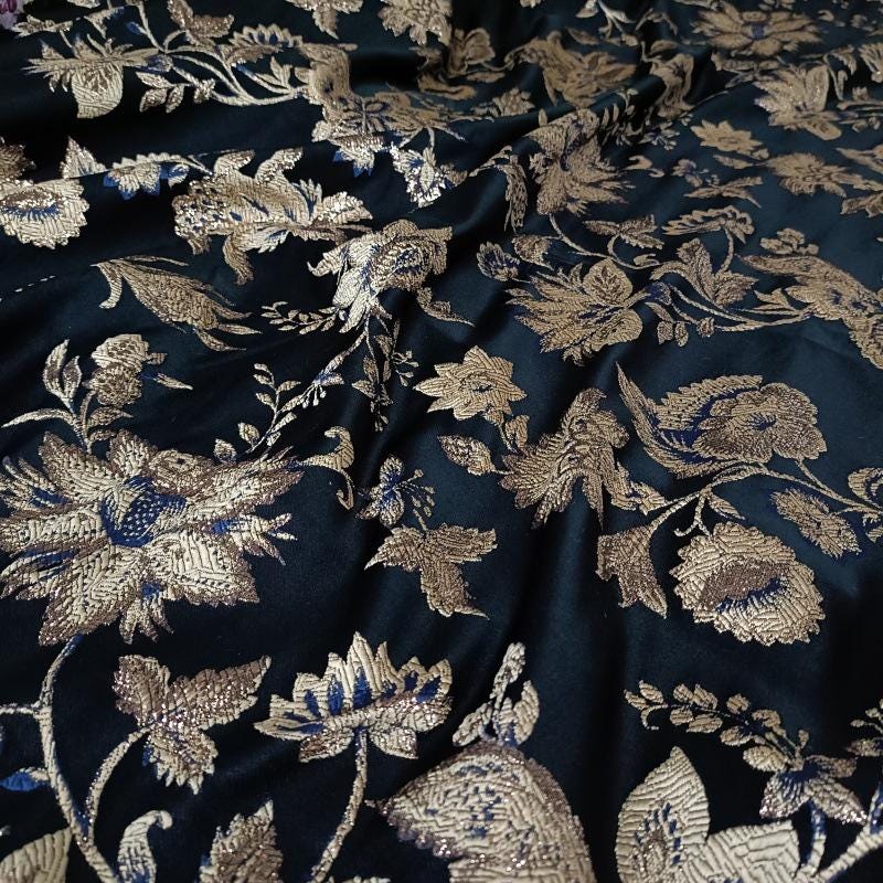 Retro Palace Jacquard Fabric: 55"W Damask Floral Upholstery Fabric