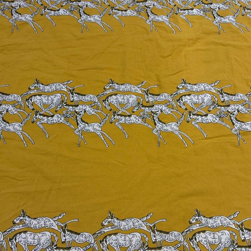 Tissu brodé à motif de cheval au galop (style japonais, lin, large)