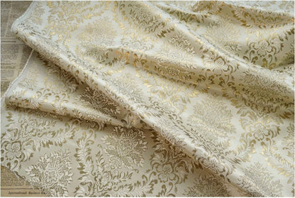 Gold Thread Brocade Jacquard Damask Fabric - Retro Palace Style