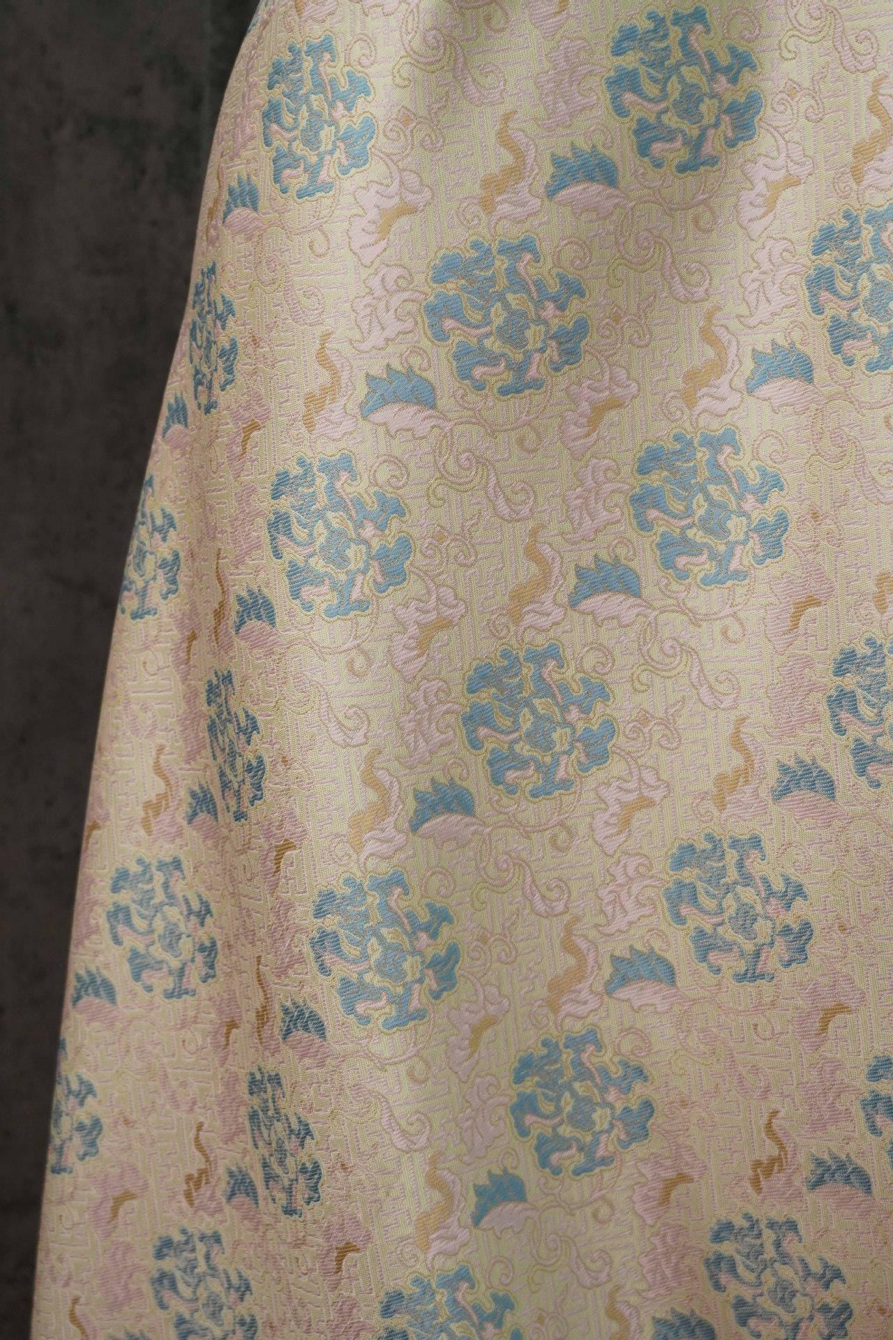 Tissu brocart à motif pivoine : 55 pouces, style tibétain impérial