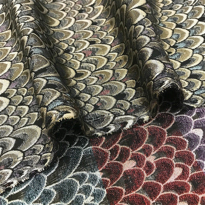 Metallic Damask Satin Fabric: 3D Fish Scale Jacquard, 57" Wide