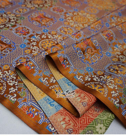 Caramel Brocade Fabric: Chinese Jacquard Weave Silk Satin (29.5" Wide)
