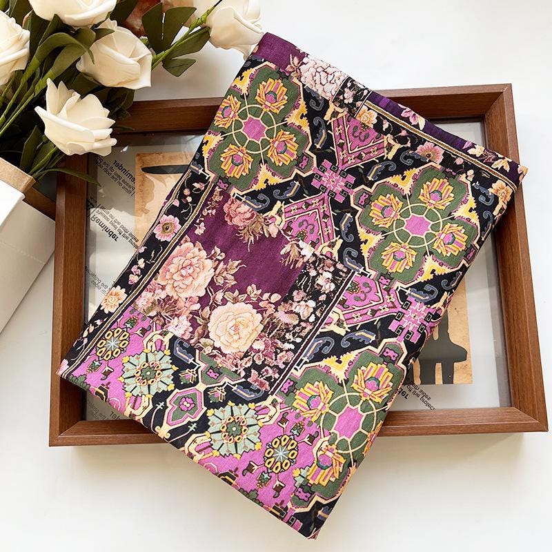 Tissu Tencel Ramie : imprimé kaléidoscope, matériel de couture - au mètre