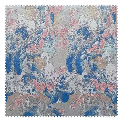 Tissu Jacquard Chat Navigateur – Motif tissé or métallisé, Couture & Maison