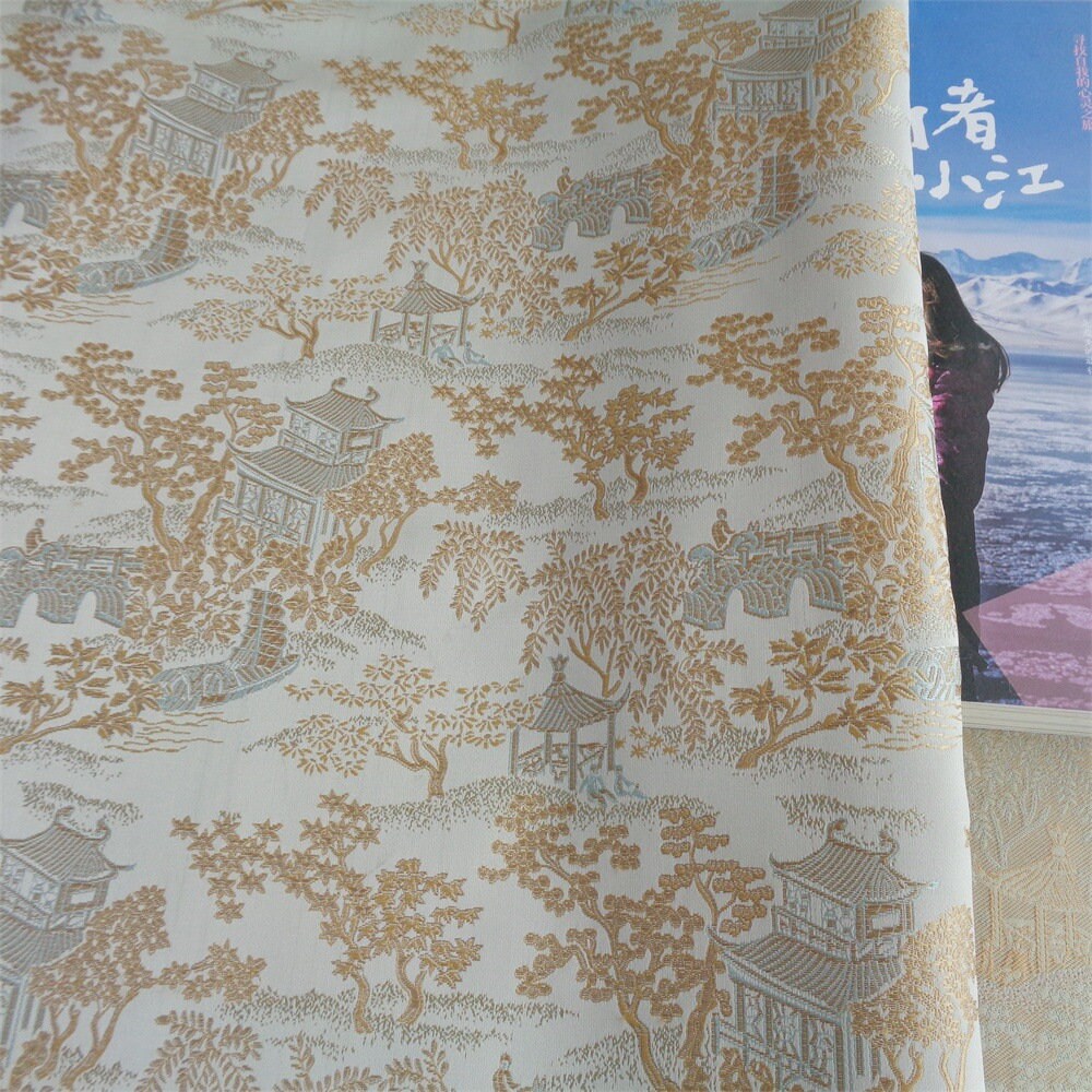 Brocart de soie chinois ancien : ameublement et couture, 150 cm de large