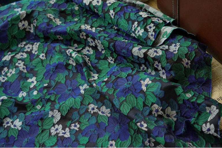 Floral Jacquard Fabric: 3D Embossed Reversible Woven Upholstery, Costume, Sewing (63"W By 1 yard)