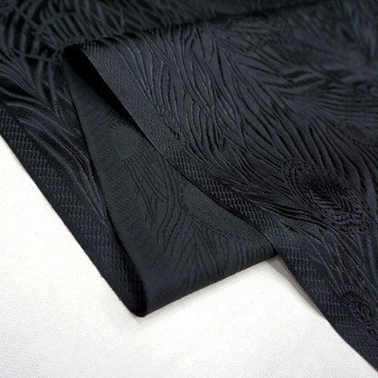 Black Peacock Brocade Fabric: Silk Rayon Jacquard, 29"W