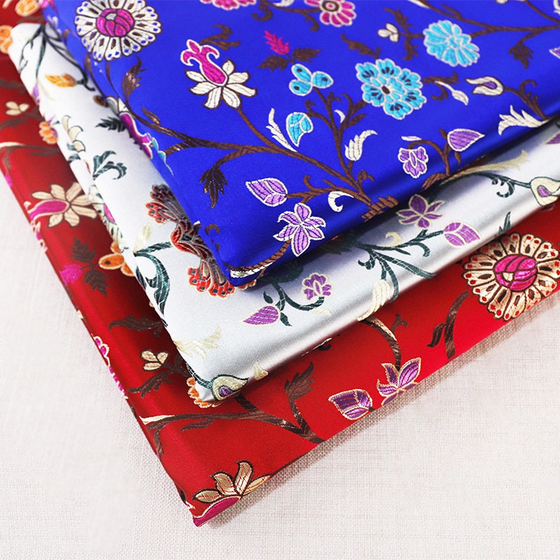 Floral Brocade Fabric: 29.5"W Rayon Blend for Sewing & Upholstery