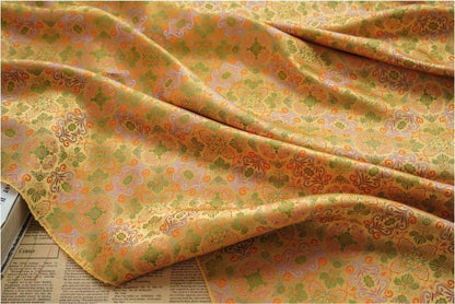 Tissu brocart de soie : style mongol-tibétain, 140 cm de large