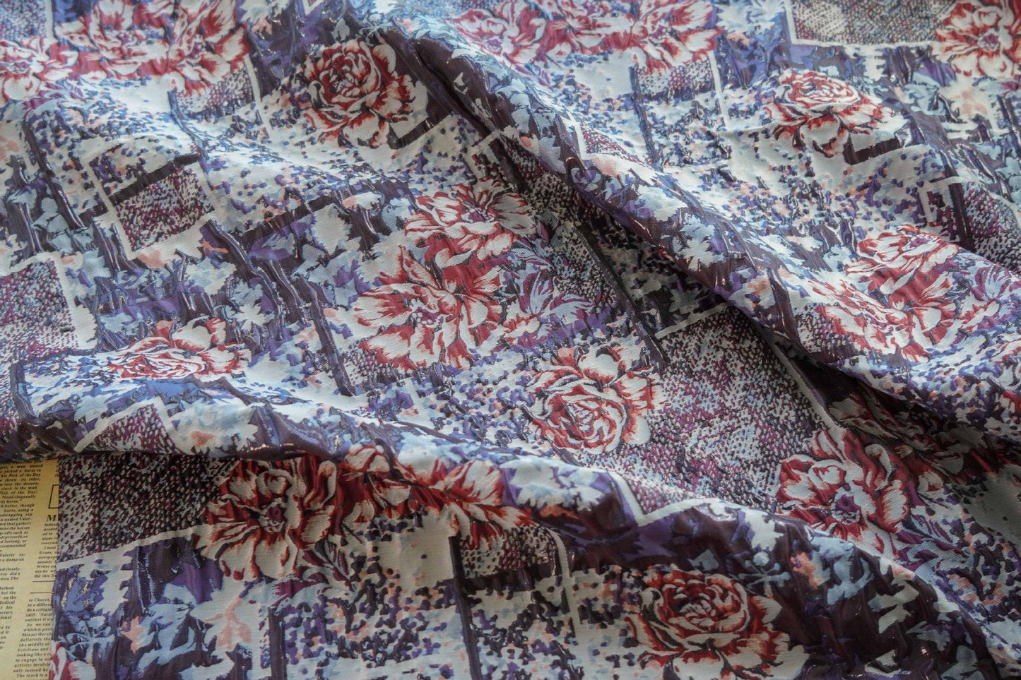 Rose Pattern Jacquard Fabric: Gold Thread Designer Fabric, 55" Wide