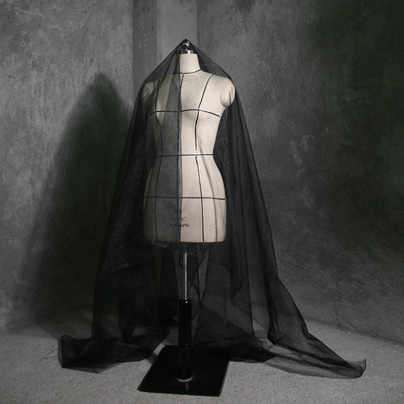 Black Organza Fabric: Sheer Glossy Mesh, Dress Skirt Material