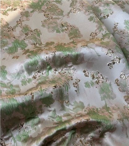 Metallic Brocade Fabric: 55"W Damask Jacquard with Gold Thread