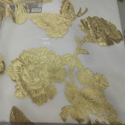 Gold Thread Jacquard Organza Fabric: 3D Embossed Texture, 57" Wide