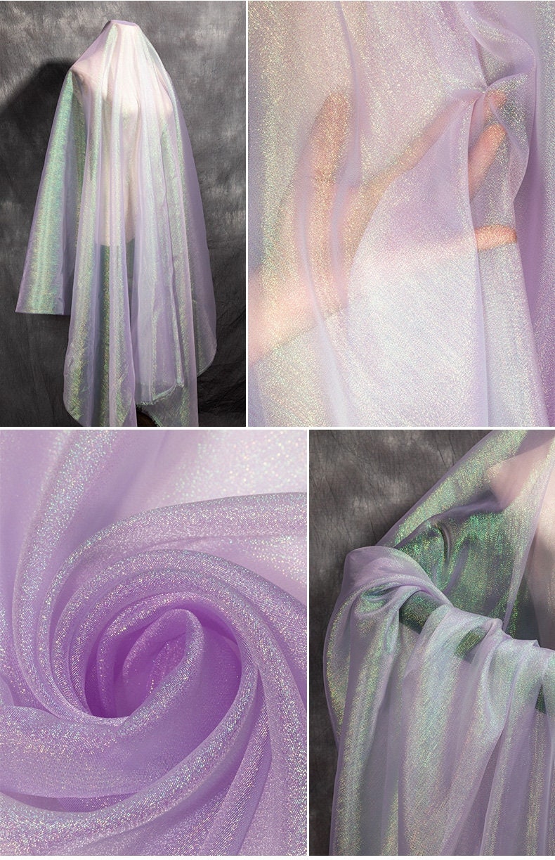 Iridescent Organza Fabric: Two-Tone Symphony Stiff Polyester, 59" Wide