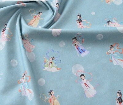 Japanese Cartoon Fairy Fabric: 100% Cotton Sewing Material, 57" Wide