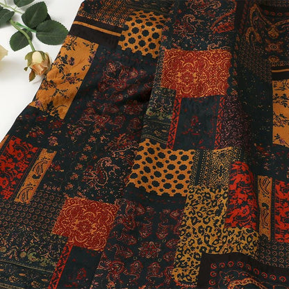Bohemian Geometric Jacquard Tea Silk Satin Fabric: 59"W Upholstery & Costume