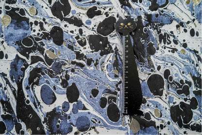 Blue Black Gold Splash Ink Jacquard Fabric: 59"W Upholstery