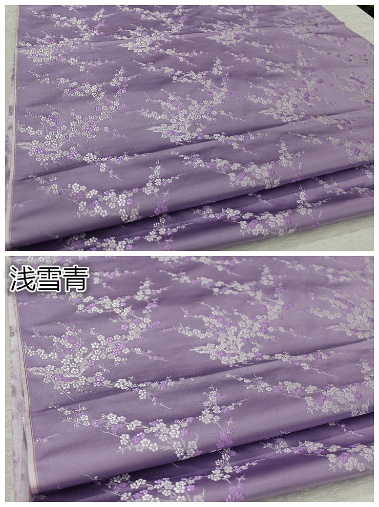 Plum Blossom Silk Brocade Fabric: Multicolored Cheongsam Qipao Material