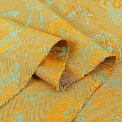 Tissu satiné jacquard papillon : impression numérique bicolore, 150 cm de large