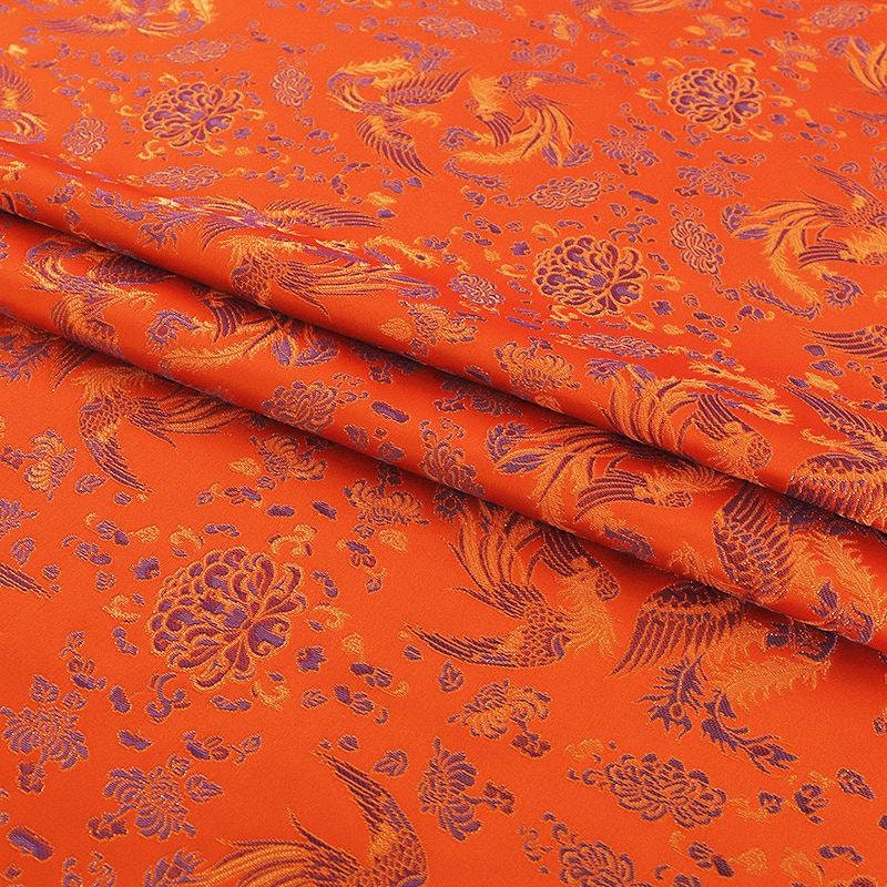 Tissu brocart de soie à motif phénix - 150 cm de large - Matériel de couture pour cheongsam