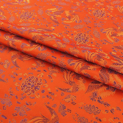 Tissu brocart de soie à motif phénix - 150 cm de large - Matériel de couture pour cheongsam