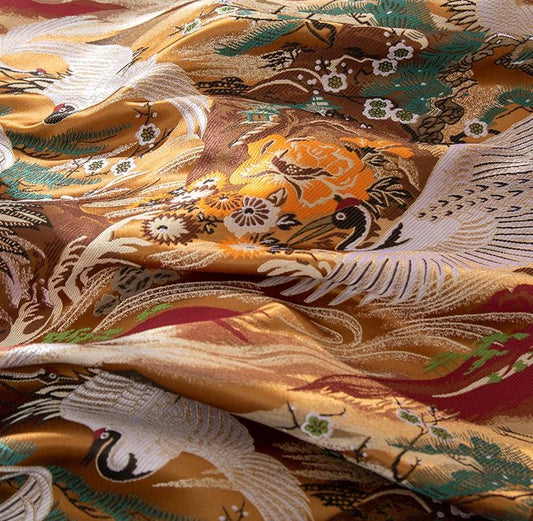 Kirin Nishijin Silk Brocade Fabric: Colorful Japanese Upholstery, Costume, Handbag - 29.5" Wide