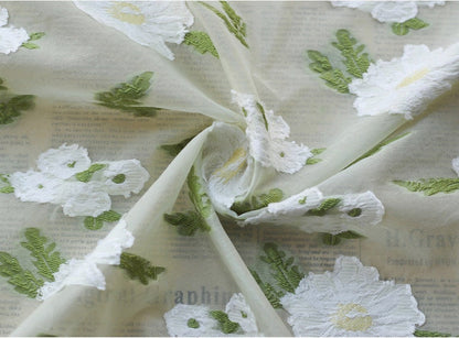 Embossed Flower Embroidery Fabric: 3D Silk Chiffon, 55"W, Costume & Decor