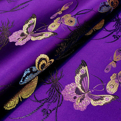 Butterfly Brocade Fabric: Rayon Satin Damask, 45" Wide - By The Meter