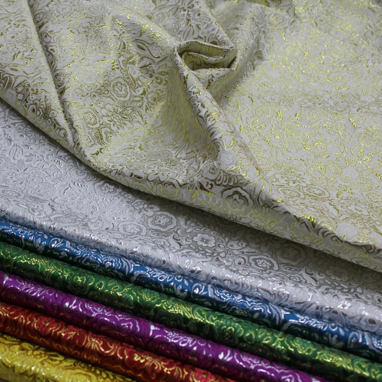 Metallic Paisley Brocade Fabric: Chinese Jacquard, 29.5" Wide