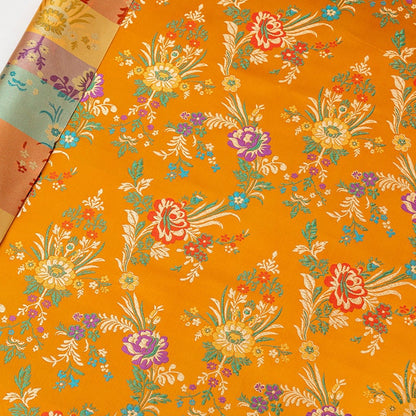 Floral Silk Brocade Fabric: 59"W Rayon Upholstery & Drapery - By The Meter