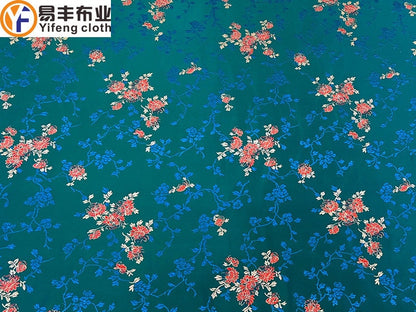 Tissu damassé en brocart de soie : tissu pour robe à motif pivoines, largeur 75 cm