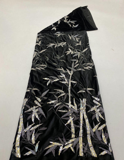 Tissu velours perlé : motif de pilier brodé de 43 pouces de large