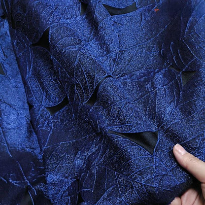 Metallic Leaf Jacquard Fabric: 3D Texture, 59" Wide, Upholstery & Sewing