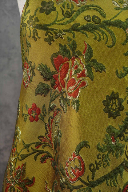 Baroque Floral Jacquard Brocade Fabric: European Palace Style, 57"