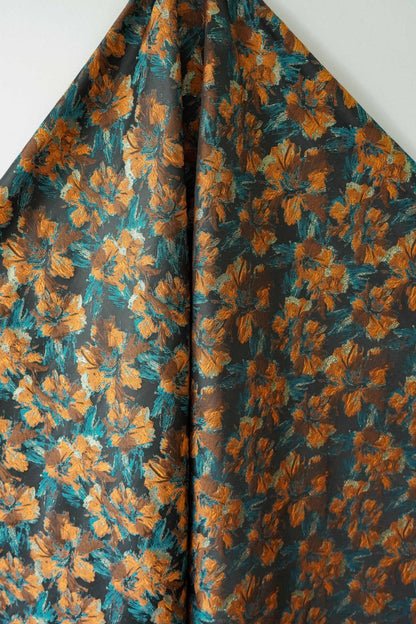 Floral Jacquard Fabric | 3D Embossed Gold Thread, 61" Wide